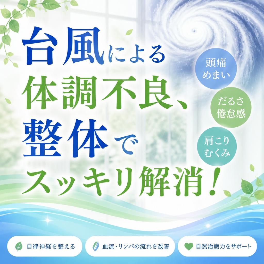 台風による体調不良、整体でスッキリ解消！