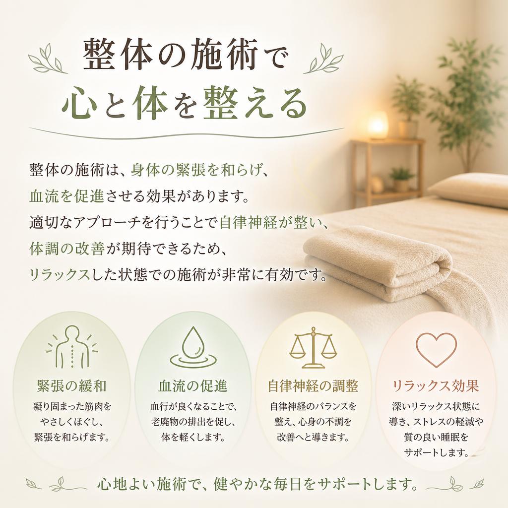 整体効果で体調を整えよう