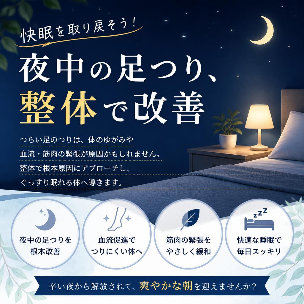 快眠を取り戻そう！夜中の足つり、整体で改善